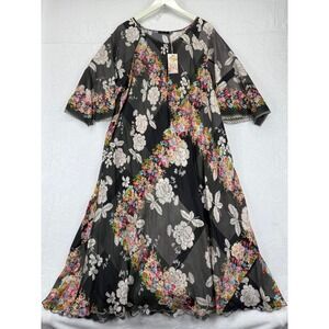 JOHNNY WAS Redland‎ Raluca Maxi Dress Silk Cotton Floral Print XX Large